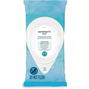 imageSummers Eve Fragrance Free Gentle Daily Feminine Wipes Removes Odor pH balanced 32 Count 4 PackFragrance Free
