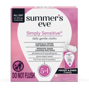 imageSummers Eve Golden Glamour Daily Refreshing Feminine Wipes Removes Odor pH balanced 16 CountSimply Sensitive