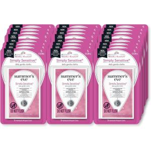 imageSummers Eve Feminine Wipes Simply Sensitive 5 Count Trial ampamp Travel Size 24 Pack120 Count Pack of 1