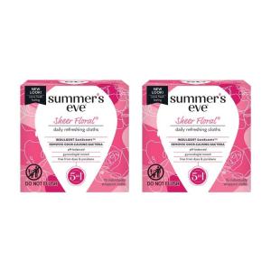imageSummers Eve Sheer Floral Daily Refreshing Feminine Wipes Removes Odor pH balanced 16 count Pack of 216 Count Pack of 2