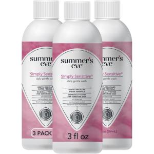imageSummers Eve Simply Sensitive Daily Gentle All Over Feminine Body Wash Removes Odor Feminine Wash pH Balanced Travel Size 3 fl oz 24 PackFloral
