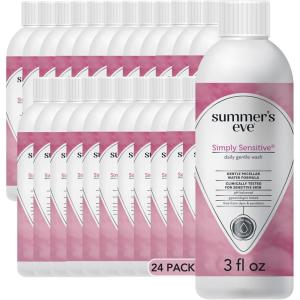imageSummers Eve Simply Sensitive Daily Gentle All Over Feminine Body Wash Removes Odor Feminine Wash pH Balanced Travel Size 3 fl oz 24 PackSimply Sensitive